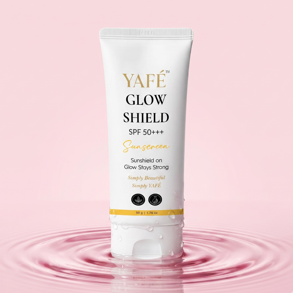 Yafé Glow Shield Sunscreen SPF 50 PA+++ with Niacinamide & Arbutin, 50g