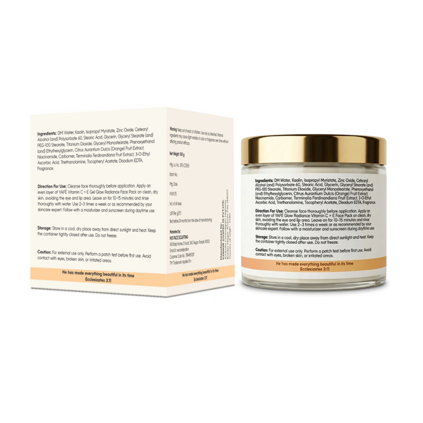 Yafé Vitamin C+E Brightening Face pack | Kaolin Clay Mask for Glow | 100g