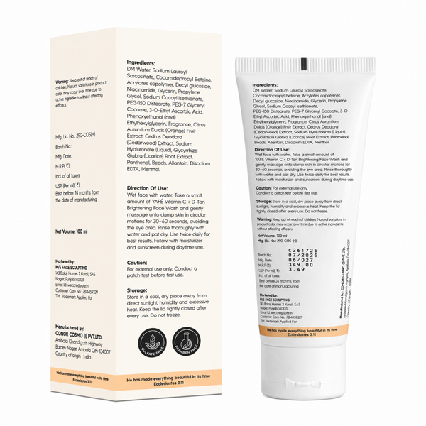 Yafé Vitamin C + D Tan Brightening Face Wash with Niacinamide | 100ml