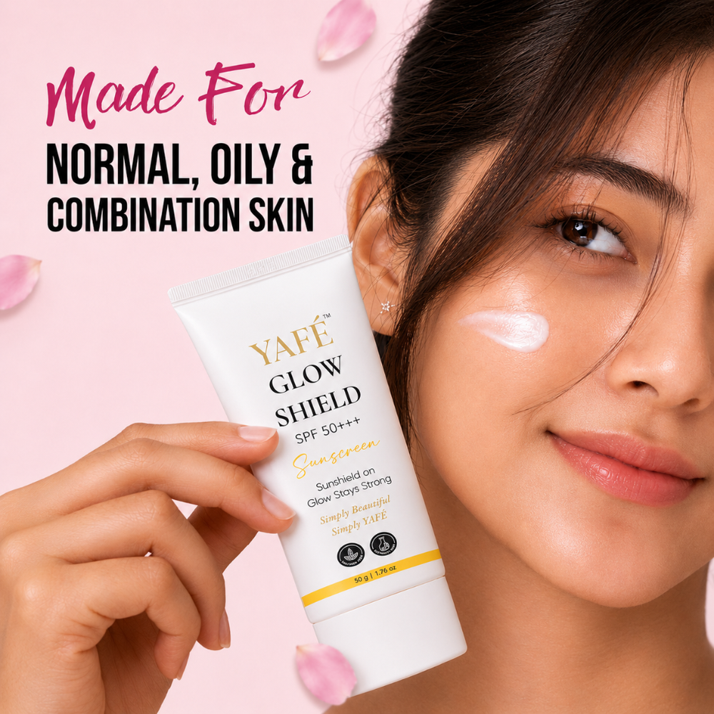 Yafé Glow Shield Sunscreen SPF 50 PA+++ with Niacinamide & Arbutin, 50g