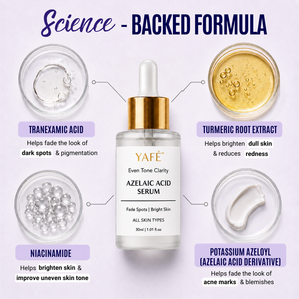 Yafé Azelaic Acid Face Serum for Dark Spots, Acne Marks & Uneven Skin Tone, 30ml
