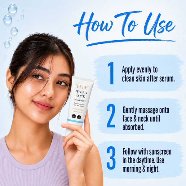 Yafé Hydra Lock Moisturizer, Hyaluronic Acid & Niacinamide Face Cream, 50g