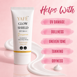 Yafé Glow Shield Sunscreen SPF 50 PA+++ with Niacinamide & Arbutin, 50g