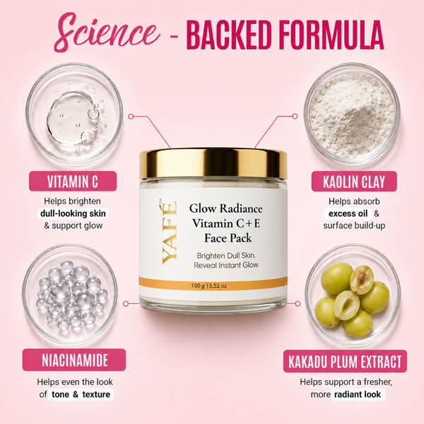Yafé Vitamin C+E Brightening Face pack | Kaolin Clay Mask for Glow | 100g