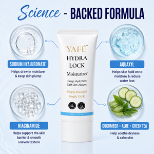 Yafé Hydra Lock Moisturizer, Hyaluronic Acid & Niacinamide Face Cream, 50g