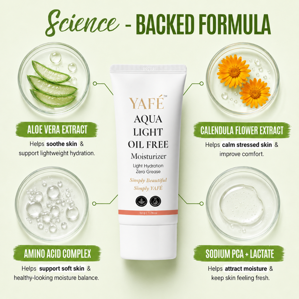 Yafé AquaLight Oil-Free Moisturizer with Aloe Vera & Amino Acids, 50g