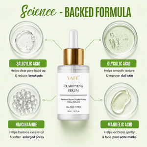Yafé Clarifying Serum with Salicylic, Glycolic & Mandelic Acid, 30ml