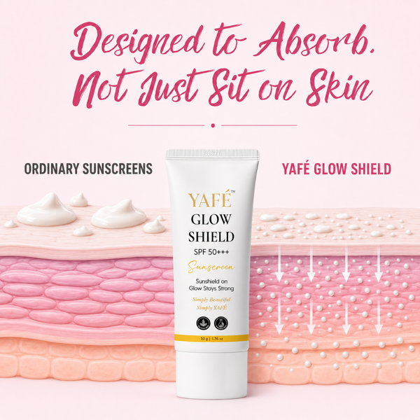 Yafé Glow Shield Sunscreen SPF 50 PA+++ with Niacinamide & Arbutin, 50g